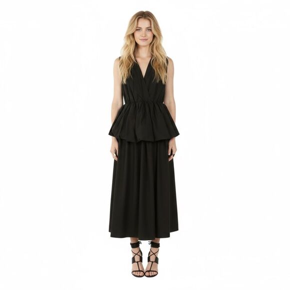 NWT Beulah Style Black Sleeveless Waist Ruffle Maxi Dress - Picture 1 of 7